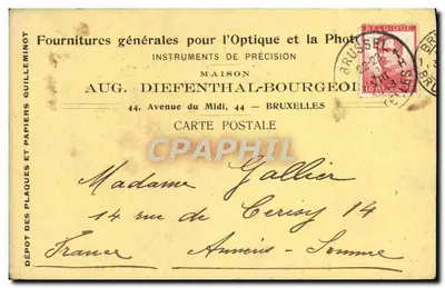 Bruxelas — Casa Aug. Diefenthal-Bourgeois — Carte postal comercial