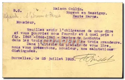 Spa (Bélgica) — L'Auxiliaire Médical — Sociedade Anônima — 19, Rue de l'Hôpital — 23 julho 1923 — Verso