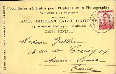 Entier Diefenthal Fournitures générales pour l'optique et la Photographie Avenue du Midi Bruxelles Optique
