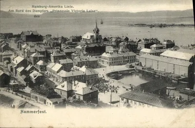 Vue de Hammerfest — port et ville — éditeur Hamburg-Amerika Linie, n° de série non visible
