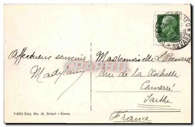 Stara pocztówka Stresa Panorama Borromeo — Rewers