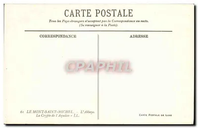 A Cripta do Aquilão — A Abadia — Carte Postale de Luxe — Verso