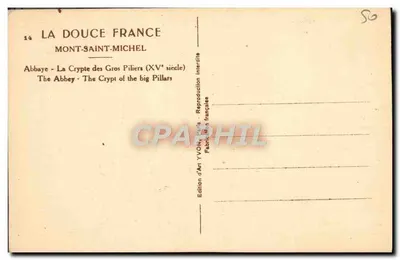 Monte-Santo-Mihiel — A Cripta dos Grandes Pilares (século XV) — Edição de Arte YVON, Paris — Verso