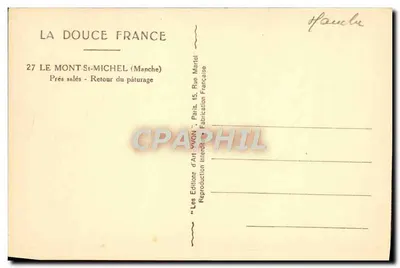 Mont Saint-Michel - Prés salés - Retour du pâturage — Éditions d'Art Yvon, Paris — Rewers