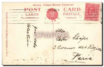 Łódź cygana, Francusko-Brytyjska Wystawa, Londyn — 1908 — Valentine & Sons Ltd, n° 275 — Rewers