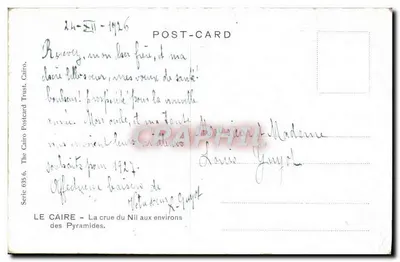 CAIRO — Przypływy Nilu blisko piramid — The Cairo Postcard Trust, seria 635.6 — Rewers