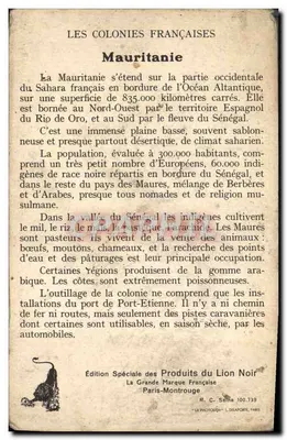 La Mauritania — Colonias Francesas — Edición Especial de los Productos del León Negro — Reverso