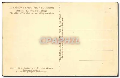 Monte Saint-Michel — La ruota montacarichi — Les Éditions d'Art-VAN, Paris — Verso