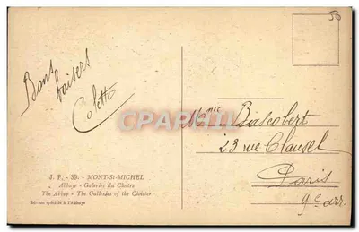 Monte-Santo-Michel — Galerias do Claustro — J.P. - 39 — Verso