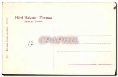 Hôtel Helvetia - Florenca — Salony do Czytania — Industria Grafica Artistica, n° 8055 — Rewers