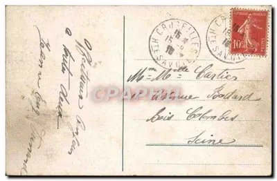 Chillon i Szczęka Południowa — widok zamek na jeziorze Genewskim — wydawca nieznany — Rewers