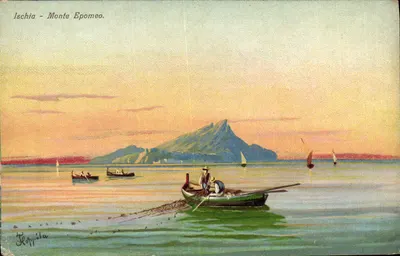 Isquia - Monte Epomeo. — Vista do mar ao pôr do sol com barcos — Fabio Brocchieri, N°16