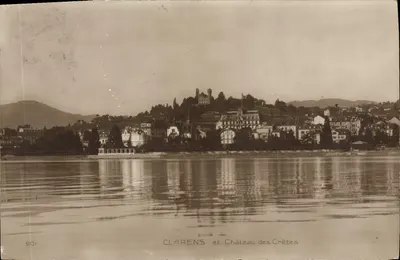 Clarens e Castelo das Crêtes — vista lacustre — edições A. Perrochet & Davil, Lausanne, n° 901