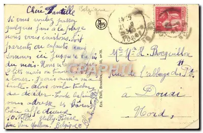 Bilhete postal antigo Blankenberghe Casino e rua do casino — Verso