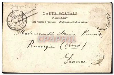 Stara pocztówka Bruksela Wystawa Uniwersalna 1910 Koło i wejście główne — Rewers