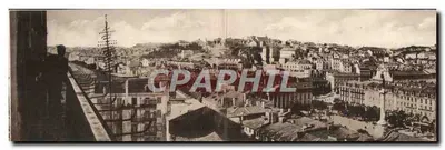 Panorama de Lisbonne — vue panoramique de la ville avec le château sur la colline — éditeur non visible — Rückseite