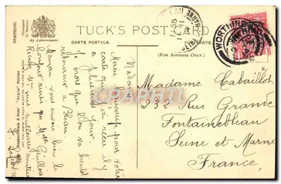 East Beach, Worthing — vista da praia e da margem do mar — Tuck's Post Card, série 'Sepia' n°18 — Verso