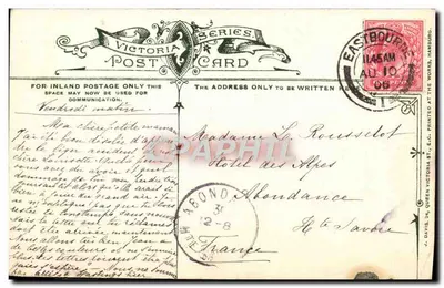 Hurstmonceaux Castle — ruines végétalisées — Victoria Post Card Series — Verso