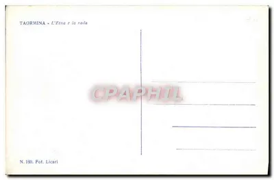 Taormina — El Etna y la bahía — Fot. Licari, N. 160 — Reverso