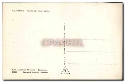 Taormina — Vista desde el antiguo templo — Edición Giuseppe Attanasio, n° 73546 — Reverso