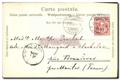 Lausanne - Place Bel Air — widok miejski z tramwajem i budynkami — wydawca PORGAZ & CIE, nr 856 — Rewers