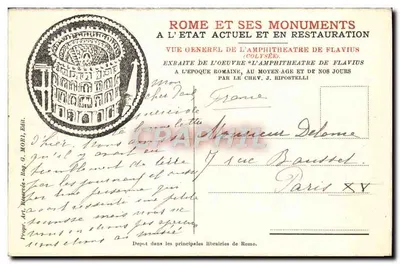 Anfiteatro Flavio (Coliseu) — Restauro — G. Moli, Editor — Verso