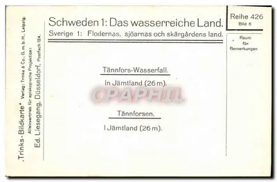 Cachoeira de Tännfors — Em Jämtland (26 m) — Trinks & Co. G.m.b.H., Leipzig, Série 426, Imagem 6 — Verso