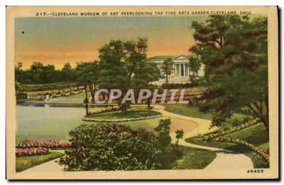 Cleveland Museum of Art dominando o Jardim das Artes Plásticas — Cleveland, Ohio — Pub. por Geo. R. Klein Co. n°217