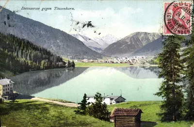 Davosersee contra Tinzenhorn — vista lacustre alpina — editor J. Tomaszewski, n° 1105