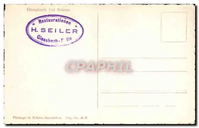 Vallei van Giessbach bij Brienz — uitzicht in het bos — Fotogr. O. Nikles, Dep.-Nr. 46 B — Achterkant