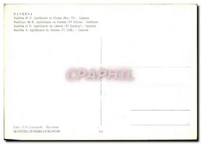 Basílica de S. Apollinaire em Classe (século VI) — Interior — Ediz. F.lli Leonardi - Ravenna — Verso