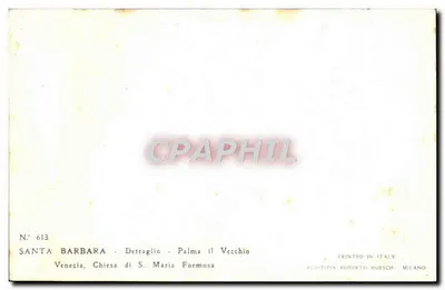 Santa Barbara — Détail de la Vierge à la Couronne — Éditeur Roberto Hoesch, N° 613 — Verso