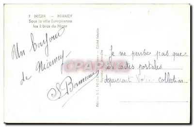 Niamey — Pod europejską częścią miasta dwa ramiona Nilu — Wydawnictwo J.L. Fonta, Niamey — Rewers