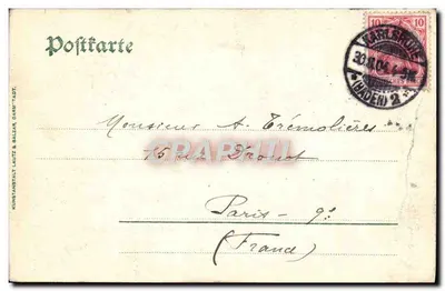 Karlsruhe i. B. — Friedrichsplatz z budynkiem zbiorów — Kunstanstalt Lautz & Balzar, Daru-Tadt — Rewers