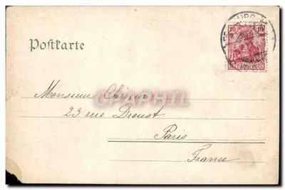 Stara pocztówka Freiburg — Rewers