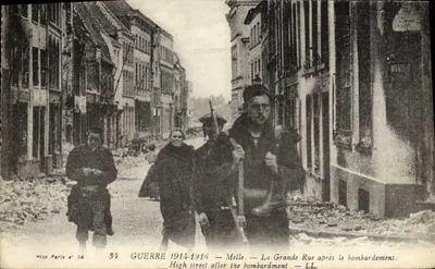 Melle — La Grande Rue après le bombardement — Gueerre 1914-1918 — éditeur Elsa Paris n°34