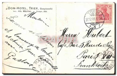Trier Porta nigra (Stadtseite) — widok starego rzymskiego portalu — wydawca nieznany — Rewers