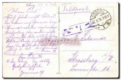 Bilhete postal antigo Coburg — Verso