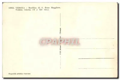Verona — Bazylika św. Zeno Maggiore — widok z zewnątrz (X i XI wiek) — F.lli Alinari, Florenca — Rewers