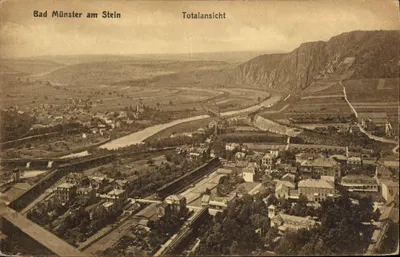 Bad Münster am Stein — Totalansicht — vista aérea do vilarejo e do rio Reno