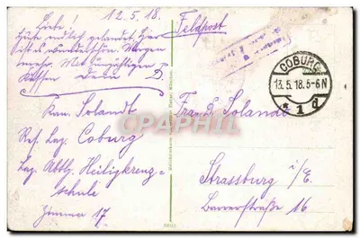 Bilhete postal antigo Veste Coburg — Verso
