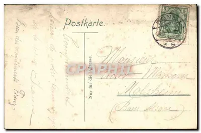 Koblenz nad Rynem — widok mostu i Rynu — wydawca Halle (Saale) / Trent — Rewers