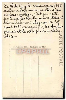 Boulogne-sur-Mer — A Porta Gayole — Stevenard, editor — Verso