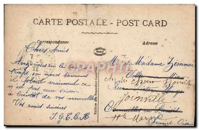 Stara pocztówka Verdun Hotel De Ville — Rewers