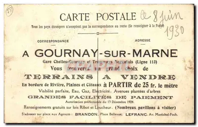 Praia de GOURNAY-sur-MARNE — Vista Geral — fot. Houppé — Verso