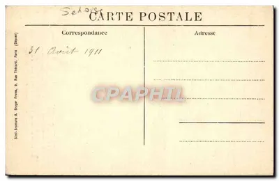 Marly-le-Roi — O Abrevador Real, gravado por Davilliers — Editor Simi-Bromure, Paris — Verso