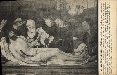 Mise au tombeau de Christ — Quadro primitivo em madeira da Escola de Borgonha — Quadro do Stabat Mater — N.D. de Pitié — Marly-le-Roi