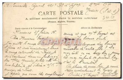 Bilhete postal antigo Marines Place de L'Hotel de Ville — Verso