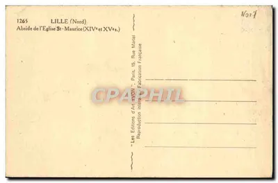 Lille: Absyda kościoła św. Maurycja (XIV–XV wiek) — Les Editions d'Art WON, Paryż — Rewers