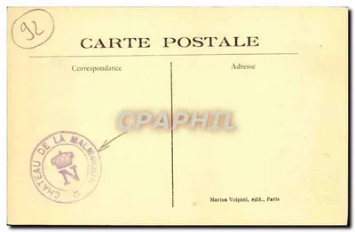 Castelo de La Malmaison — Fachada sobre o parque — Marius Volpini, editor, Paris, n° 3004 — Verso